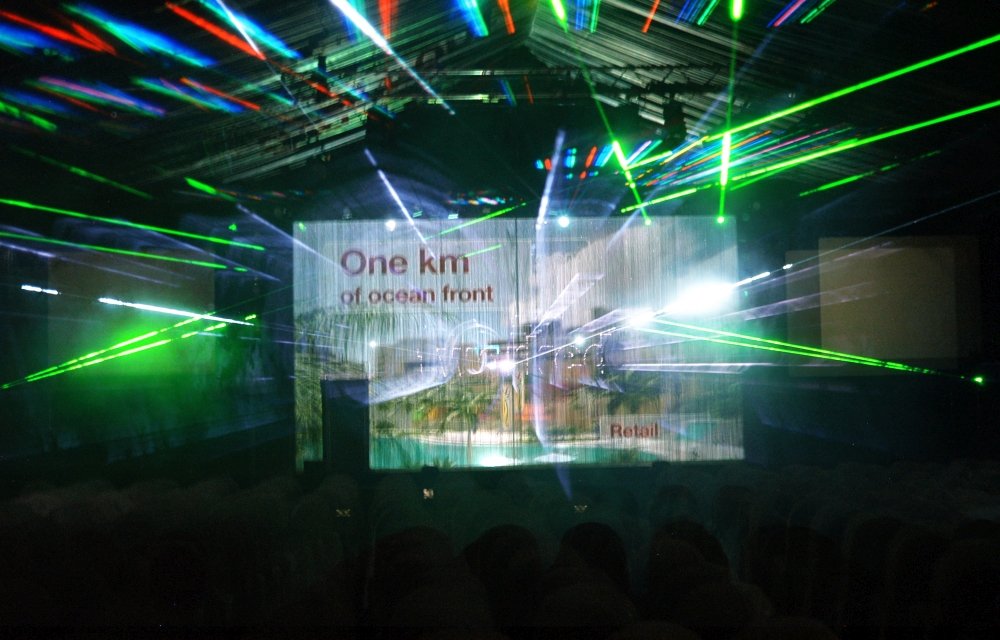Lasershow SmartCity Malta Launch Projection on Water Screen