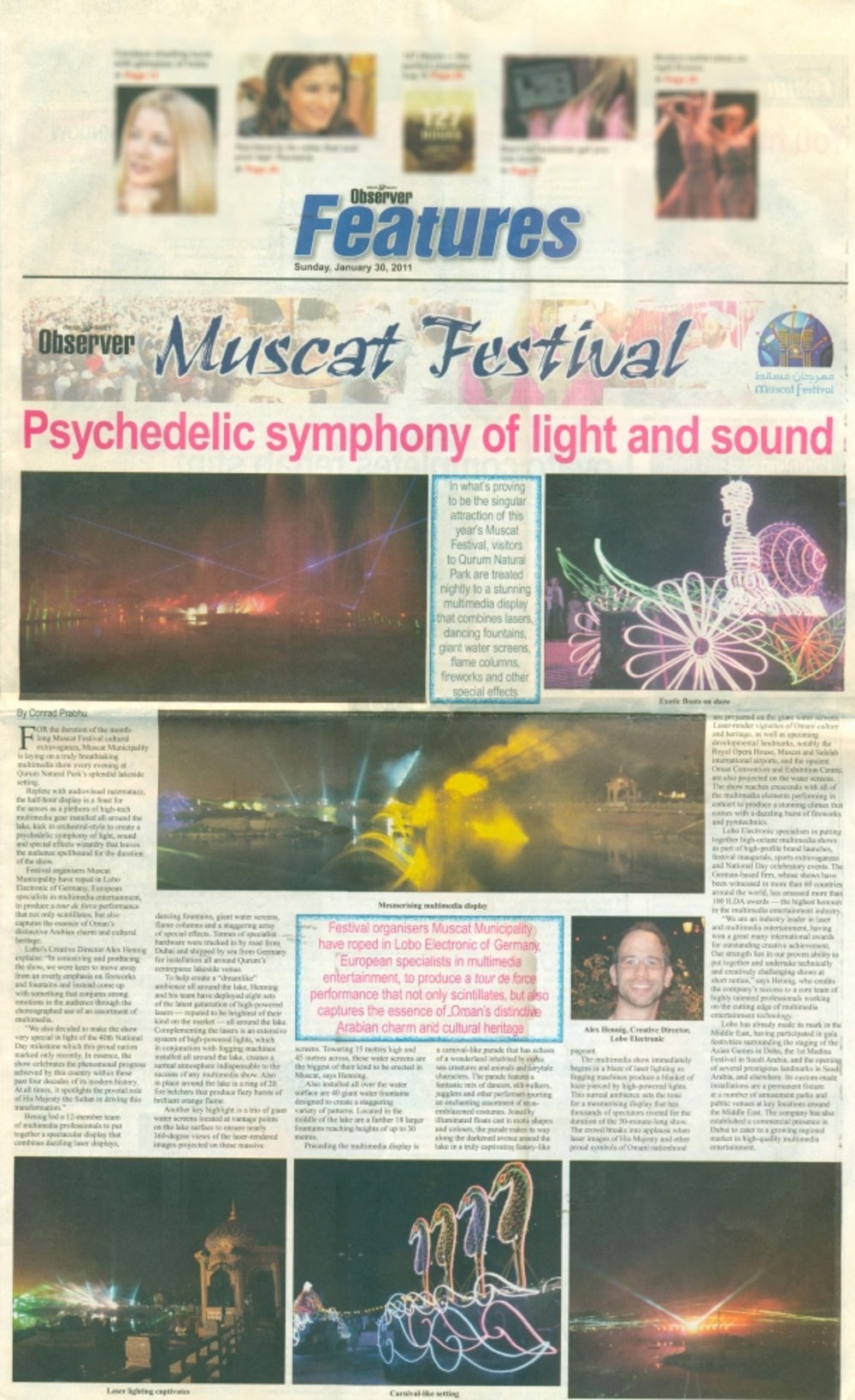 Oman Daily Observer Features 30 January 2011 Psychedelic symphony of light and sound